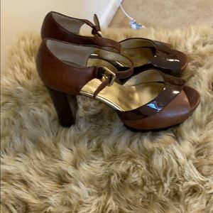 Platform Brown and tan heel sandals